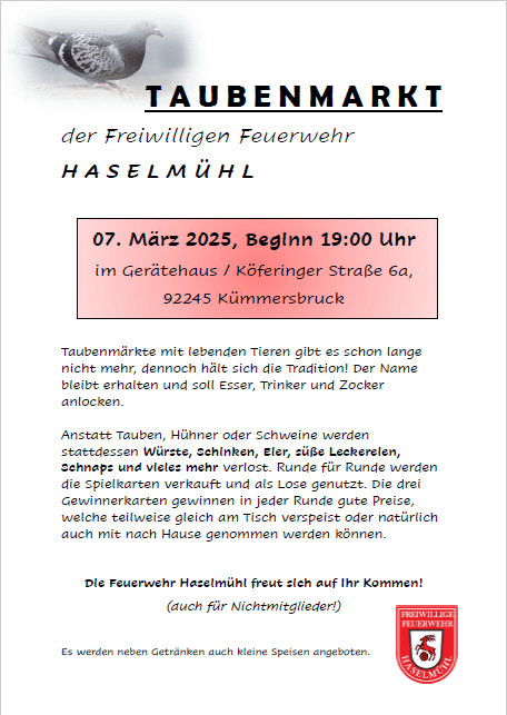 Taubenmarkt 2025 - Feuerwehr Haselmühl