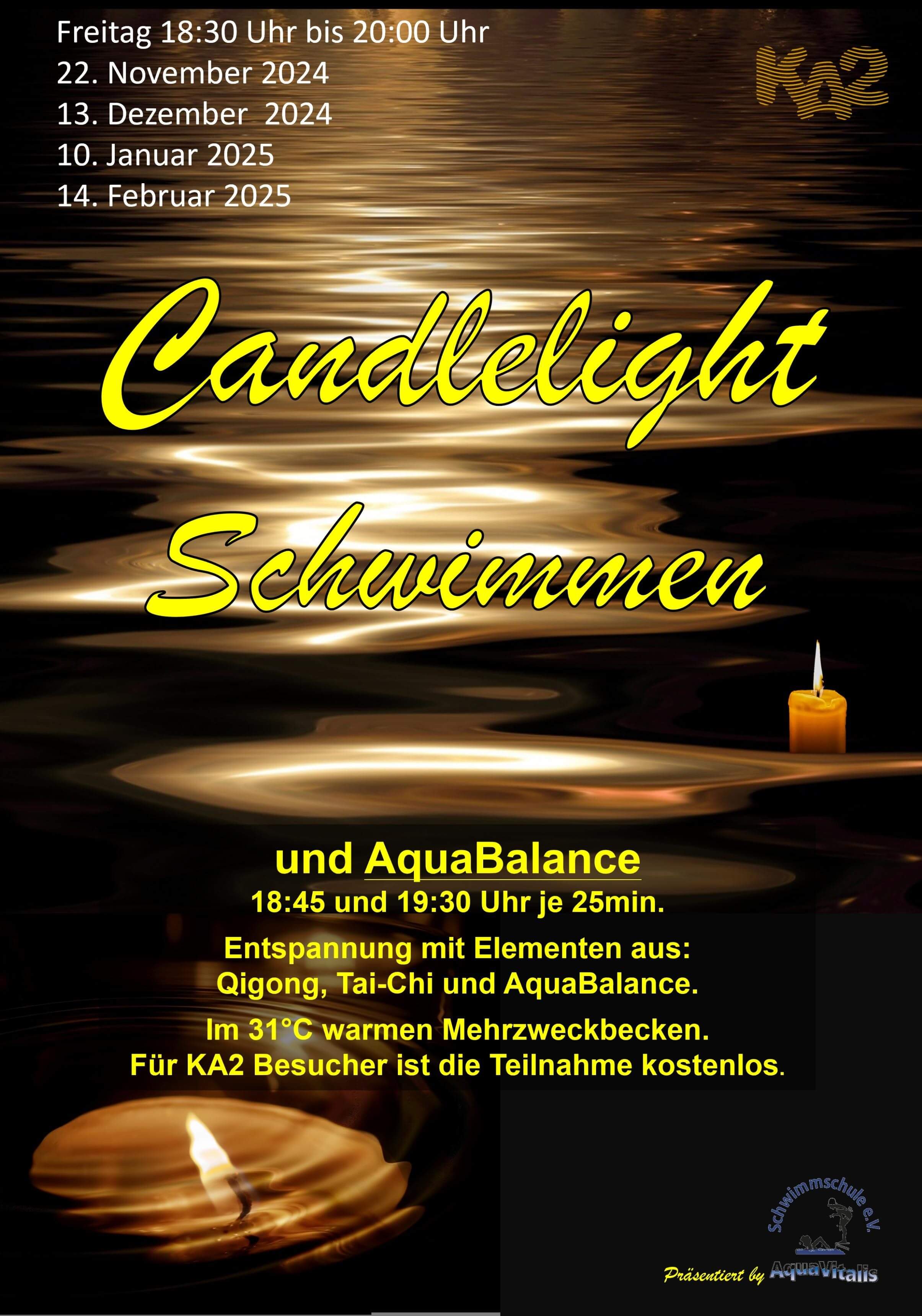 Candlelightschwimmen mit AquaBalance